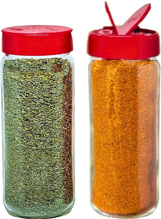 JARMING COLLECTIONS Premium Glass Spice Shakers - 16 oz Versatile Seasoning and Spice Dispenser with Sifting Lids for Popcorn, Cheese, Cinnamon, and Salt, Made in USA