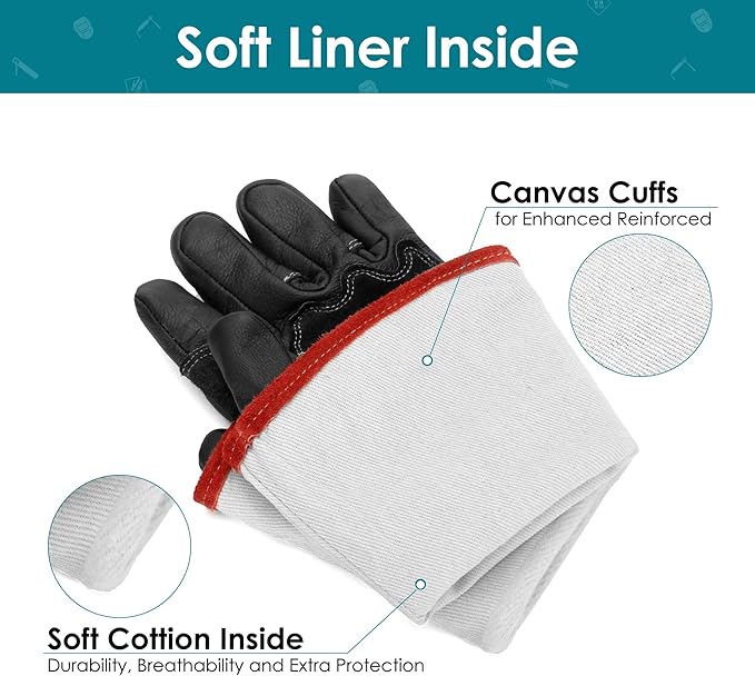 Leather Forge MIG Welding Gloves, 932℉ Heat Resistant Welding Gloves with Kevlar Stitching for MIG, TIG, Stick, Forge
