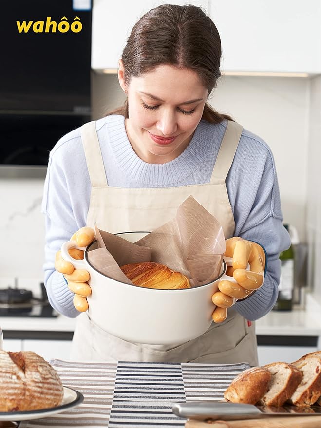 LANON Protection Wahoo Liquid Silicone Smoker Oven Gloves, Food-Contact Grade, Heat Resistant Gloves for Cooking, Grilling, Baking, Yellow, M/8