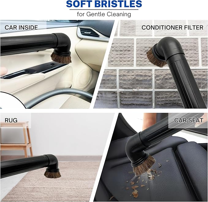 Vacuum Accessories & Attachments for Shop Vac 2-1/2'' - Vacuum Dust Brush & Extension Wand Compatible with Vacuums Using 2-1/4'' Inner Diameter Accessories (Horsehair + PP, 2-1/4'')