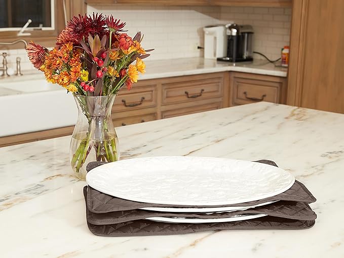 Covermates Keepsakes - Quilted Divider Set - Set of 4 - Scratch & Breakage Protection - Stain Resistant - Machine Washable - China Storage, Bronze