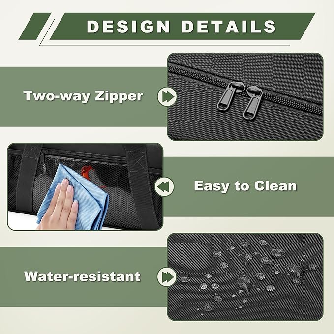 Grill Tool Storage Bag, Outdoor BBQ Utensil Holder for Barbecue Tool up to 20", Large Grill Utensil Storage Caddy with Pockets, BBQ Accessories Case Container for Camping, Bag Only, Black