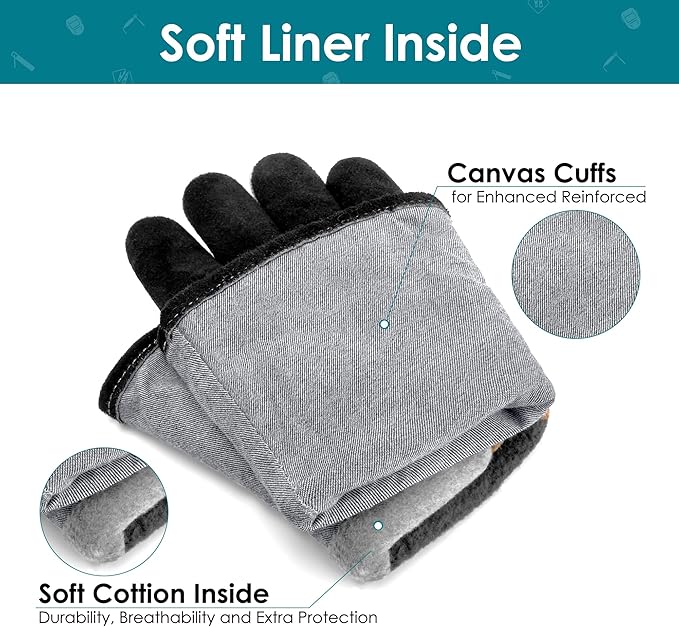 Leather Forge MIG Welding Gloves, 932℉ Heat Resistant Welding Gloves with Kevlar Stitching for MIG, TIG, Stick, Forge