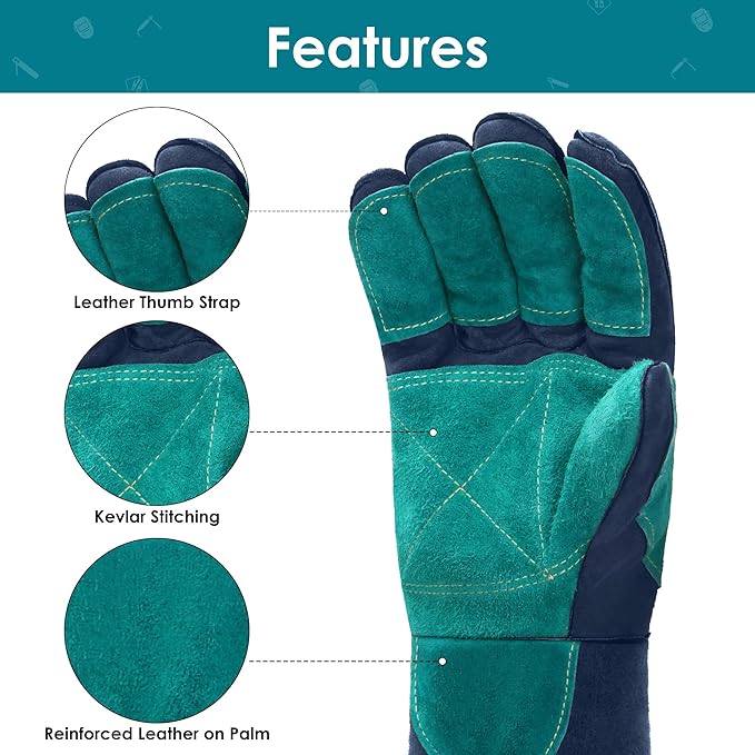 Leather Forge MIG Welding Gloves, 932℉ Heat Resistant Welding Gloves with Kevlar Stitching for MIG, TIG, Stick, Forge