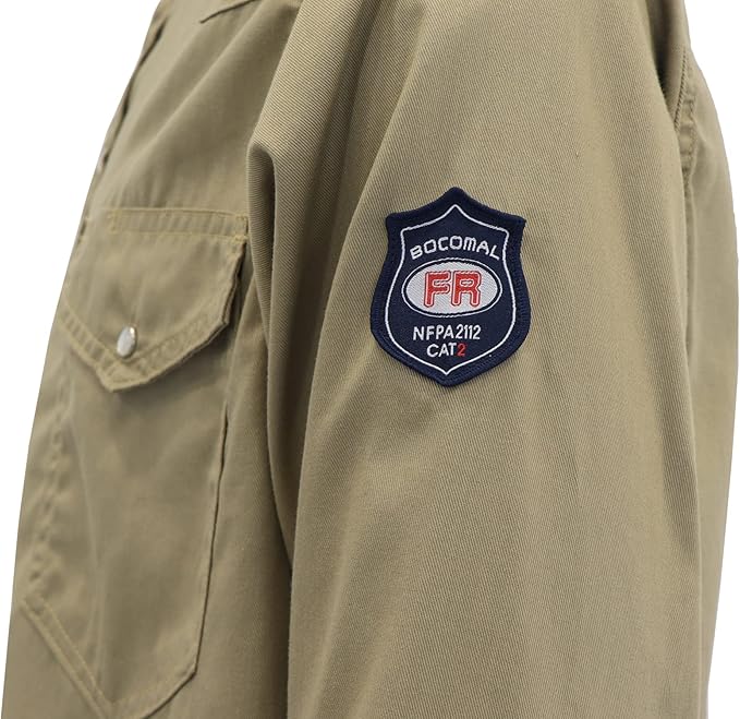 BOCOMAL FR Shirts 6.25oz Lightweight Welding Shirts Flame Resistant Men's Fire Retardant Shirt