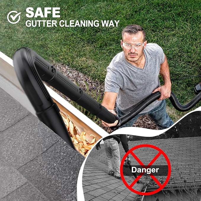 Sealegend Gutter Cleaning Tools for 2-1/2 in. Wet/Dry Vacuum Cleaner, Shop Vacuum Hose Attachments for Cleaning or Blowing Debris from Gutters, 2-1/2 in. Upgrade Lockout Design Shop Vac Accessories