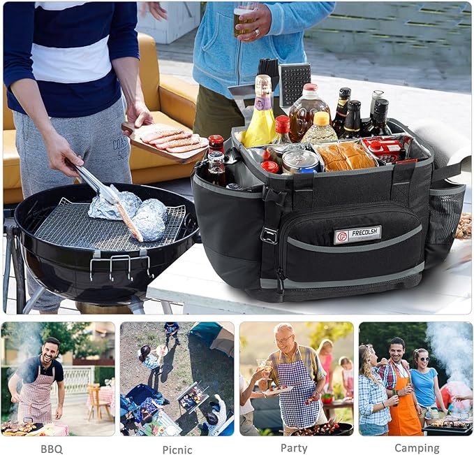 Large Grill Caddy with Hard Base - Blakstone BBQ Organizer, Picnic Camping Utensil Caddy, Tailgating Essentials, Grill Gifts for Men