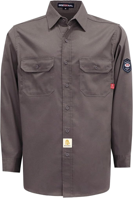 BOCOMAL FR Shirts 6.25oz Lightweight Welding Shirts Flame Resistant Men's Fire Retardant Shirt