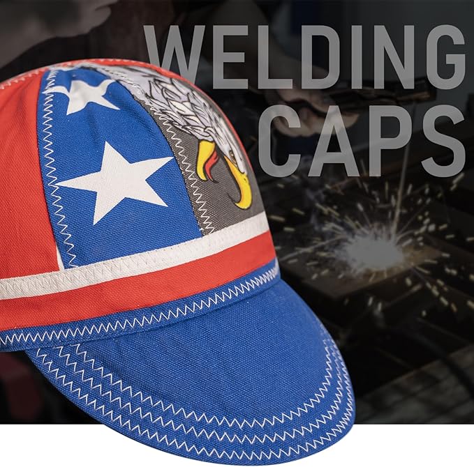 YESWELDER Welding Cap, Eagle Style 7-1/2", Heat-Resistant Reversible Protective Welders Cap