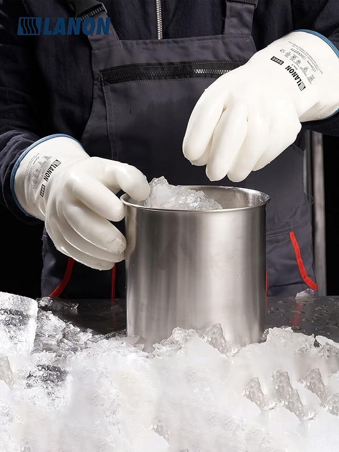 LANON Liquid Silicone Gloves, Heat Resistant Oven Gloves with Fingers, Food Grade, Waterproof, White, XL