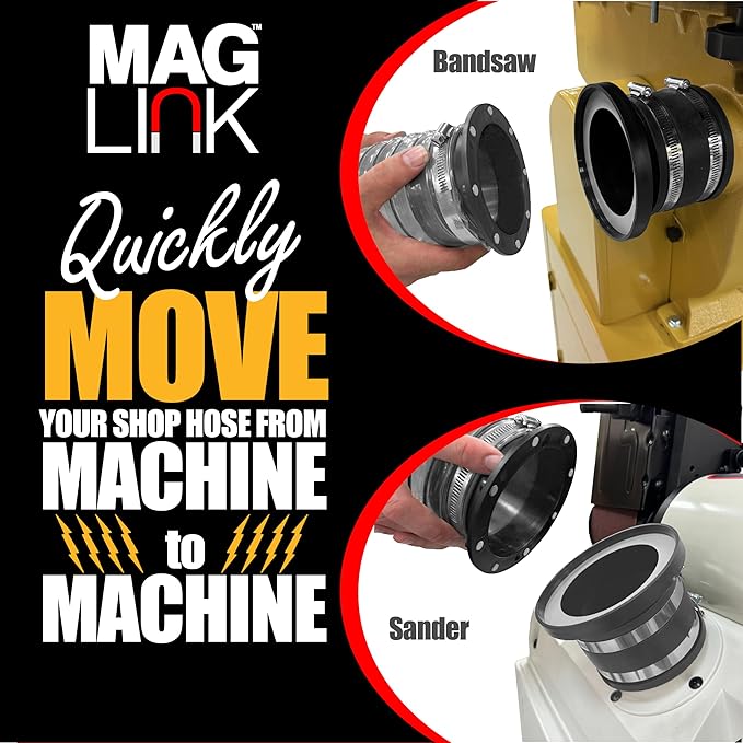 4" Magnetic Dust Collection Fittings Super Pack for Dust Collectors, Quickly Connect Hose to Machinery Ports