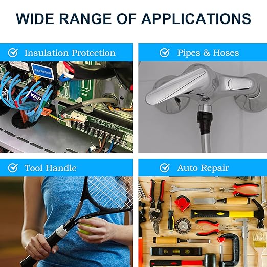 FOURGUN Self Fusing Silicone Tape Black 1" x 16.4FT Heavy Duty Waterproof Leak Proof Repair Tape for Plumbing Hose Pipeline Electrical Wrapping Emergency Seal for Hot/Cold Pipes & Tools