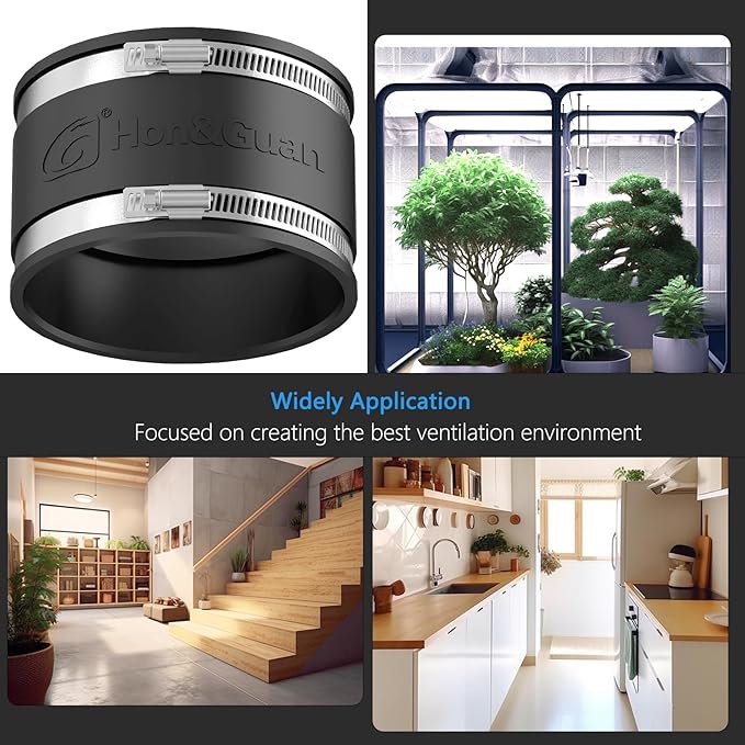 Hon&Guan 6 Dust Collection Fittings Rubber Noise Reduction Clamp for 6 Inch PVC Pipe/HVAC Inline Duct Fans and Carbon Filters/Duct Reducer