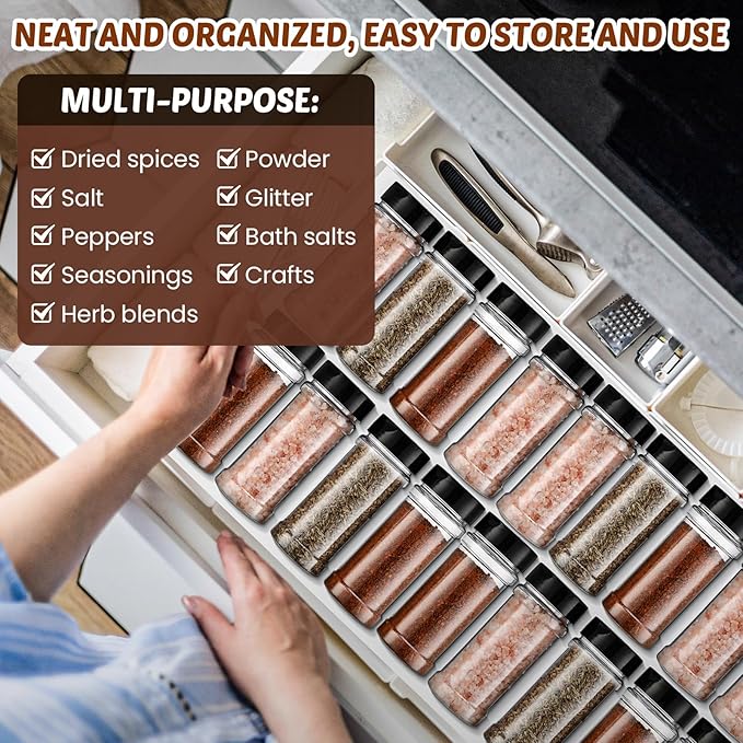 Jadive 36 Pcs 8.5 oz Plastic Spice Jars with Shaker Lids Clear Spice Bottles Plastic Seasoning Containers Empty Shaker for Kitchen Storing Herbs Seasoning Powders Pepper Dry Goods