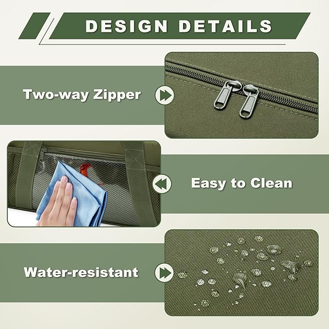 Grill Tool Storage Bag, Outdoor BBQ Utensil Holder for Barbecue Tool up to 20", Large Grill Utensil Storage Caddy with Pockets, BBQ Accessories Case Container for Camping, Bag Only, Green