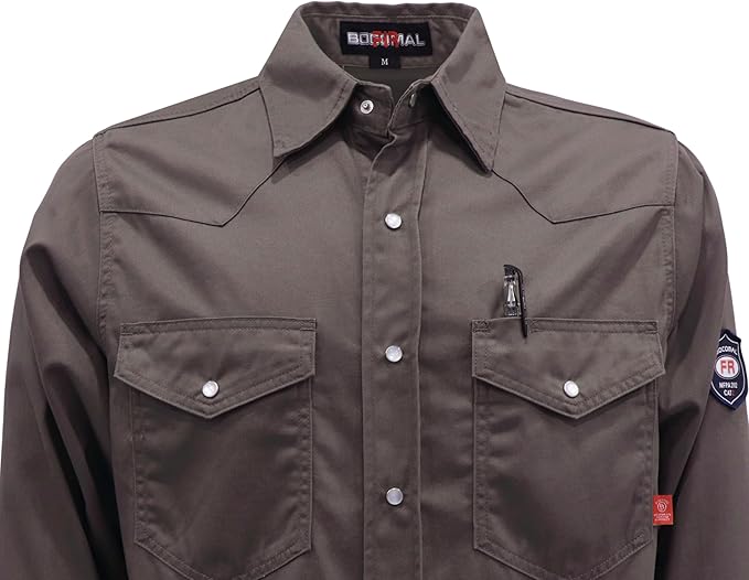 BOCOMAL FR Shirts 6.25oz Lightweight Welding Shirts Flame Resistant Men's Fire Retardant Shirt