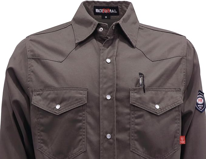 BOCOMAL FR Shirts 6.25oz Lightweight Welding Shirts Flame Resistant Men's Fire Retardant Shirt