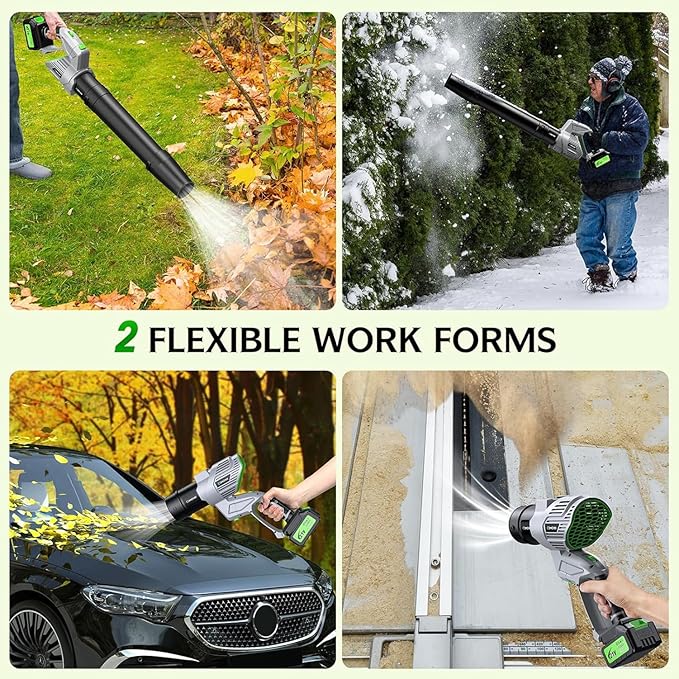 Electric Leaf Blower Cordless, 900,000 RPM, 2 x 4.0Ah Batteries & Charger, Handheld Leaf Blowers for Lawn Care, 5 Speed Mode, Portable Lightweight Grass Blower for Yard, Patio & Outdoor Use (Gray)