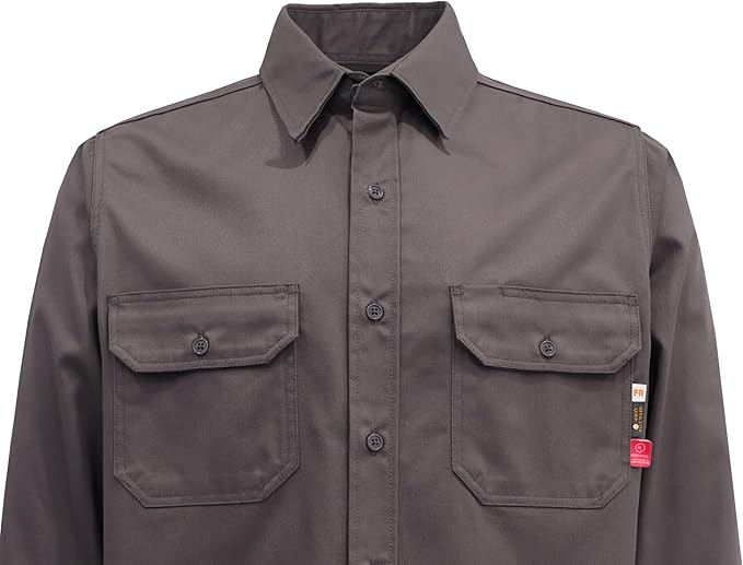 KONRECO FR Shirts for Men Fire Resistant Button Down Work Shirt 100% Cotton 6.5oz Lightweight Welding Shirts