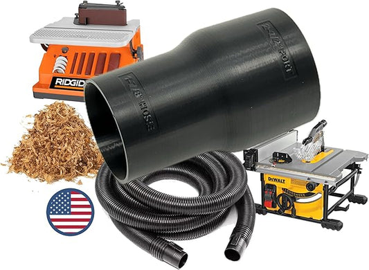 Hose Adapter for 2-1/2" Dust Collection Ports - Made in USA - Connects to Table Saw, Bandsaws, Spindle Sanders, Miter Saws, and other equipment (1-7/8" Hose)