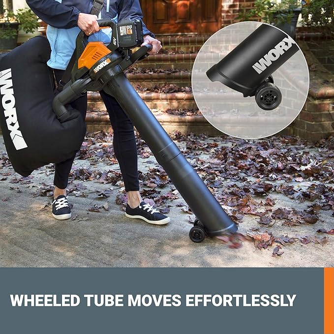 WORX WG583 40V Cordless Leaf Blower, 3 in 1 Blowers for Lawn Care with Vacuum & Mulcher, Electric Blower with Brushless Motor & 2 Speed Control, 2 Batteries & Charger Included