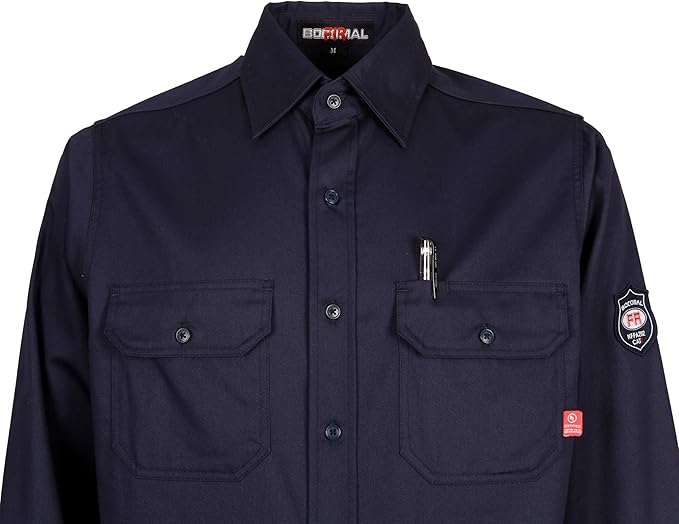 BOCOMAL FR Shirts 6.25oz Lightweight Welding Shirts Flame Resistant Men's Fire Retardant Shirt