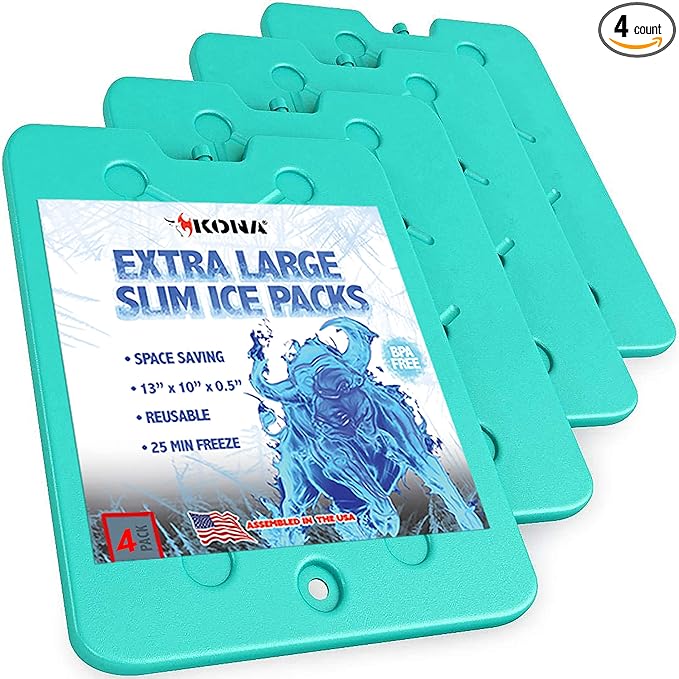 Kona XL Large Cooler Ice Pack - Reusable Long Lasting Dry Ice Packs, 10x13 Inch, 25 Min Freeze