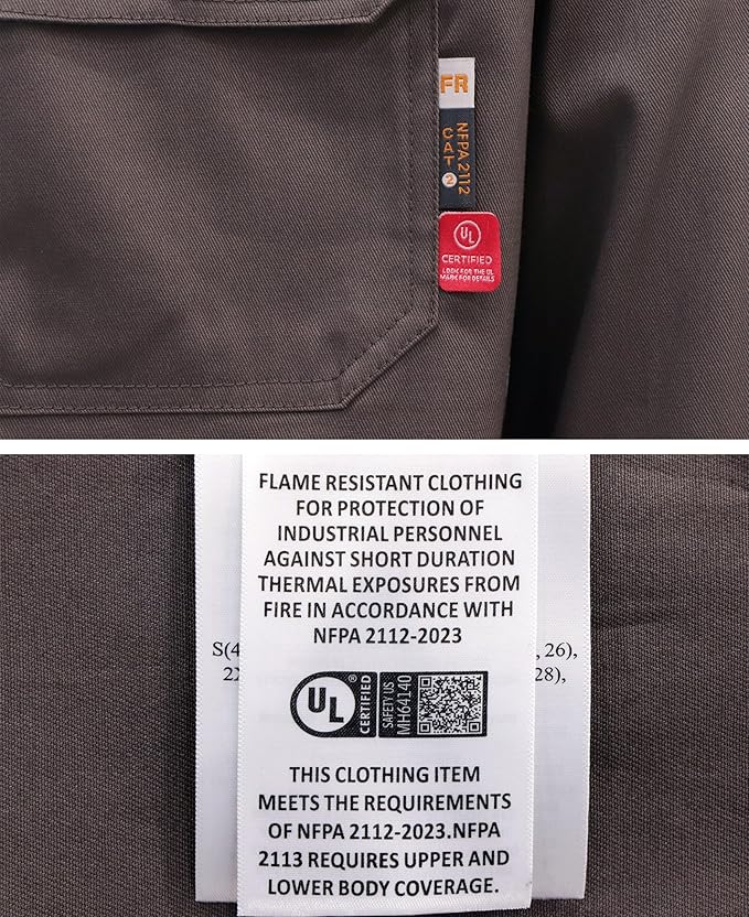 KONRECO FR Shirts for Men Fire Resistant Button Down Work Shirt 100% Cotton 6.5oz Lightweight Welding Shirts
