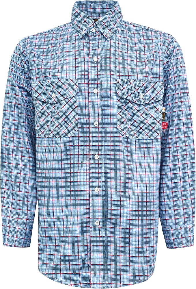 KONRECO FR Shirts for Men Fire Resistant Button Down Work Shirt 100% Cotton 6.5oz Lightweight Welding Shirts