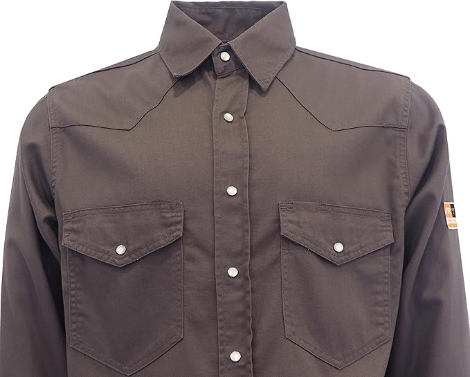 KONRECO FR Shirts for Men Fire Resistant Button Down Work Shirt 100% Cotton 6.5oz Lightweight Welding Shirts