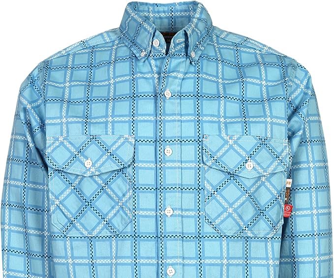 KONRECO FR Shirts for Men Fire Resistant Button Down Work Shirt 100% Cotton 6.5oz Lightweight Welding Shirts