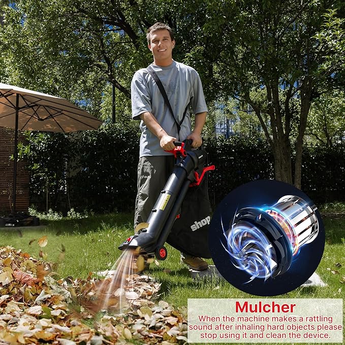 Shop-Vac 3 in 1 Electric Leaf Blower, Vacuum & Mulcher for Lawn Care, 180 mph Airflow, 530 cfm Delivery Power, 35L Collection Bag