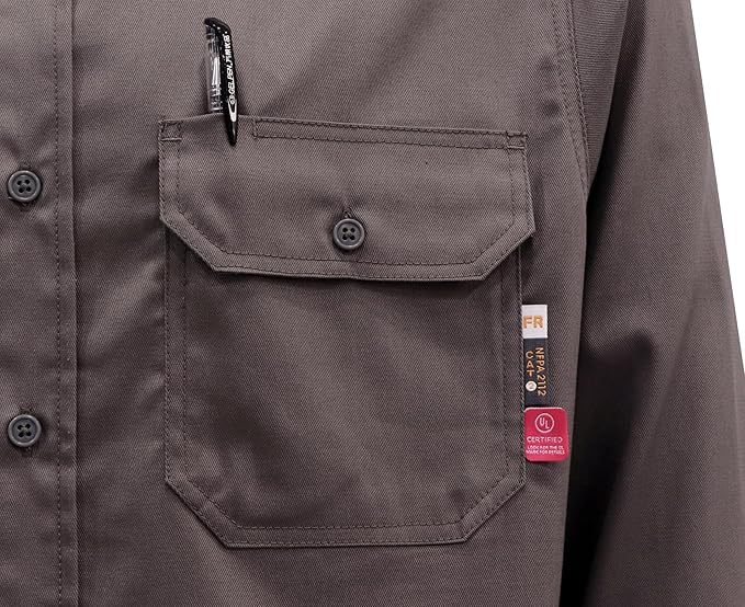 KONRECO FR Shirts for Men Fire Resistant Button Down Work Shirt 100% Cotton 6.5oz Lightweight Welding Shirts