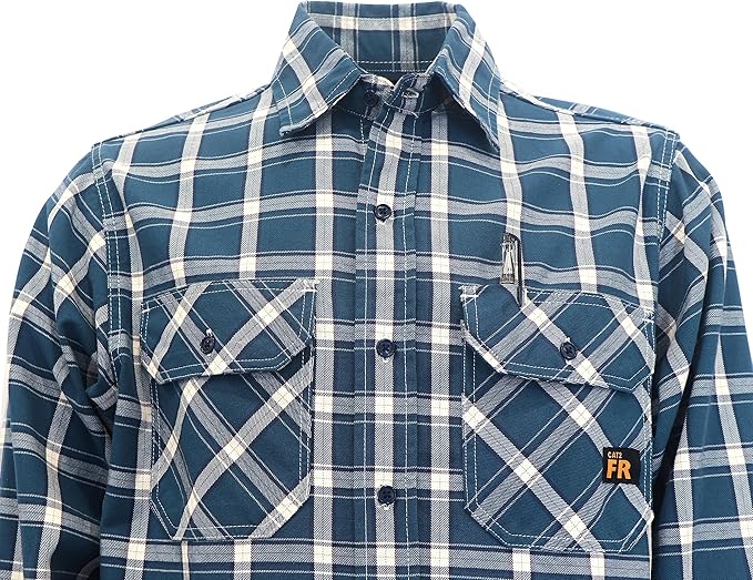 KONRECO FR Shirts for Men Fire Resistant Button Down Work Shirt 100% Cotton 6.5oz Lightweight Welding Shirts