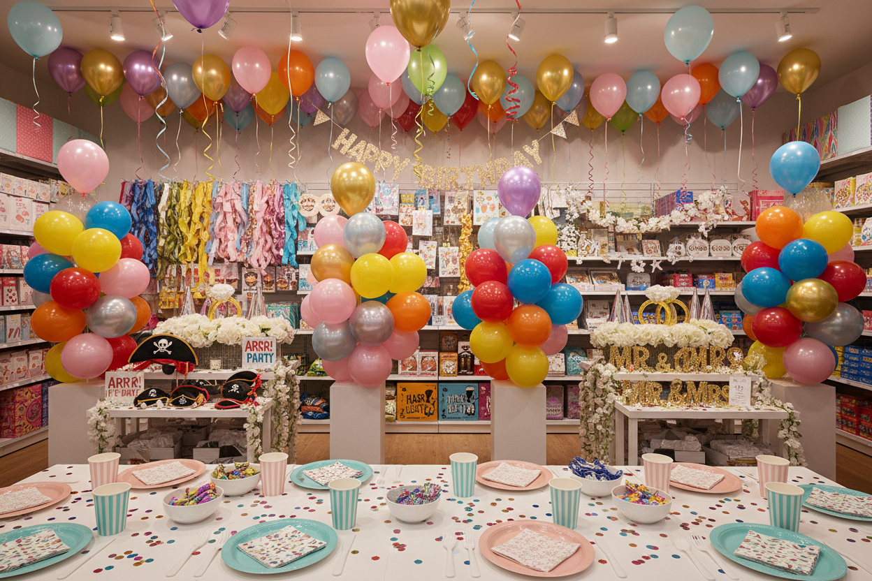 your ultimate destination for all things party! Whether you’re planning a birthday, wedding, holiday celebration, or just a spontaneous get-together, we have everything you need to make your event truly unforgettable. Our carefully curated selection of party supplies, decorations, balloons, tableware, and themed essentials ensures that every celebration shines with style and fun. (make it real photo)